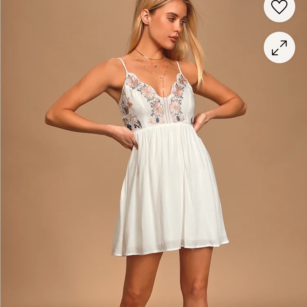 Lulu's White Floral Embroidered Mini Dress